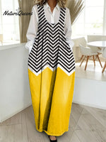 Women's Abstract Pattern Art Print Casual Cotton Denim Dress