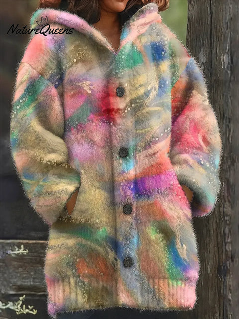 Dreamlike Colors Printed Knit Hoodie