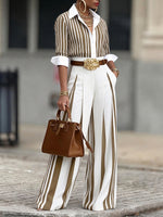 Elegant Artistic Striped Print Shirt