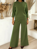 Women's Two-piece Knit Sweater And Pants Set