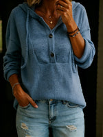 Women's Solid Color Hooded Crew Neck Long-sleeved Sweater