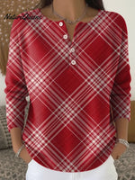 Women's Plaid Pattern Art Print Casual Cardigan Sweater