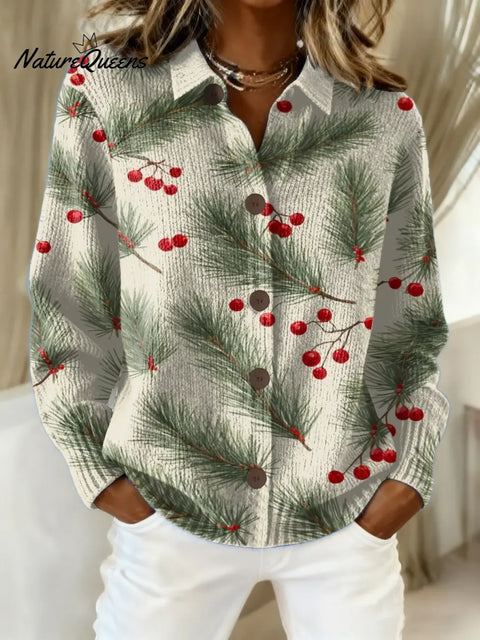 Women's Christmas Floral Pattern Art Print Casual Sweater