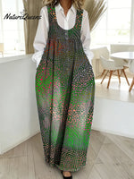 Women's Abstract Pattern Art Print Casual Cotton Denim Dress