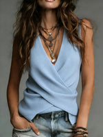 Women's Cozy Minimalist Solid-color V-neck 100% Cotton Vest