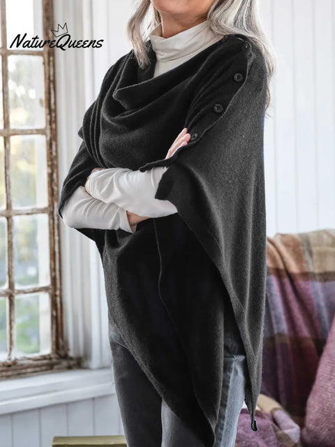 Women's Loose Casual Button Cape