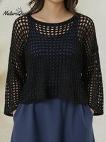 Women's Cozy Crocheted Openwork Pullover Top