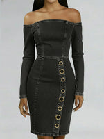 Casual Off-the-shoulder Denim Dress