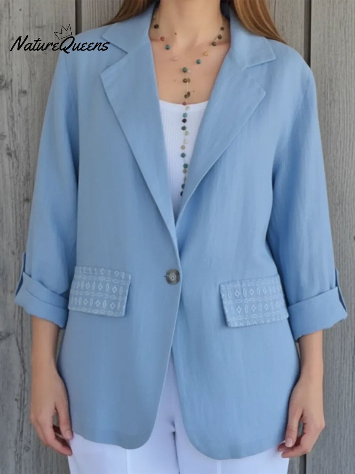 Casual Cozy Lace Patchwork Pocket Linen Jacket