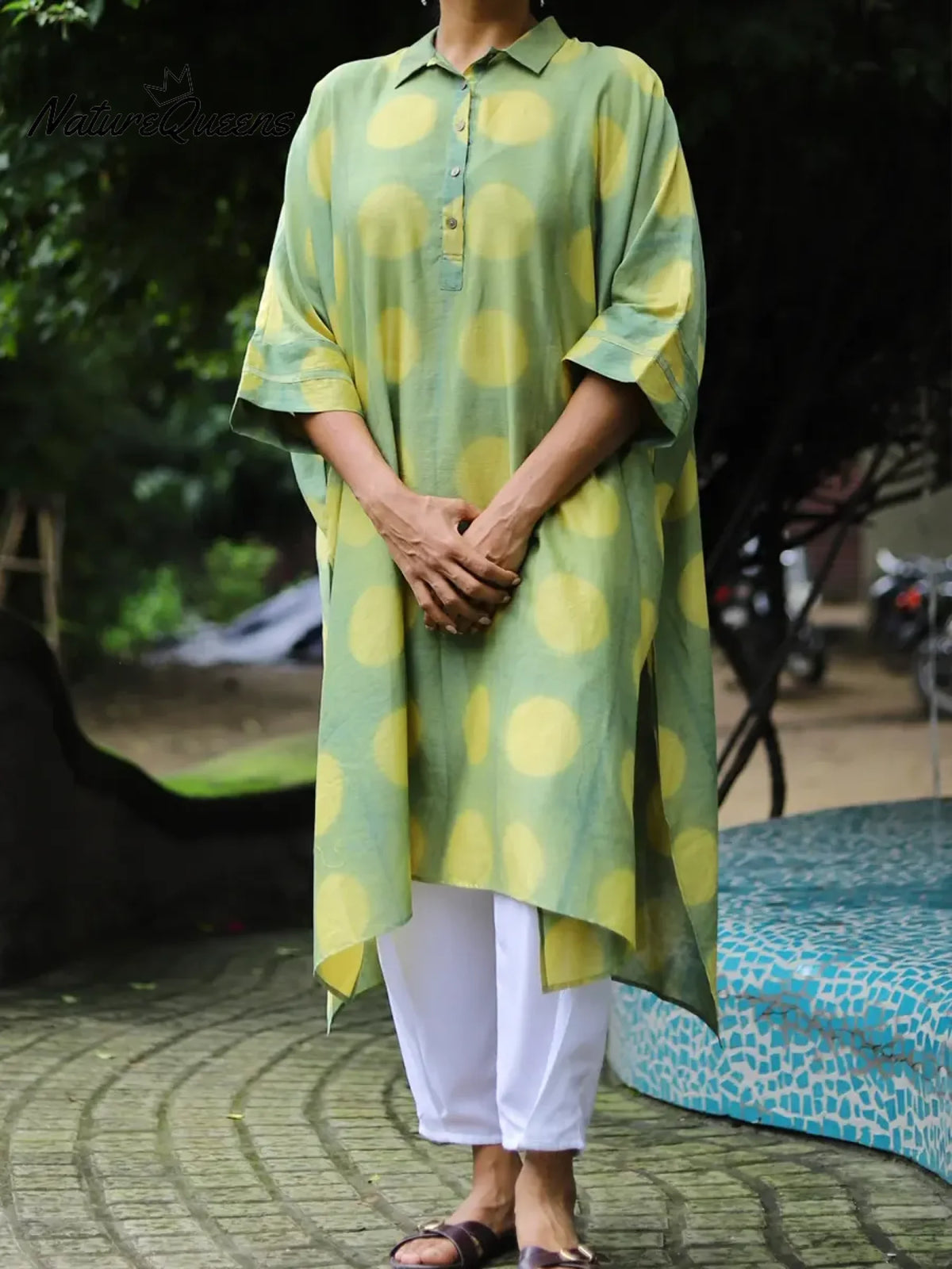 Women's Polka Dot Loose-fitting Long Top