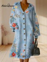 Women's Floral Pattern Art Print Casual Cotton Dress