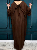 Women's Solid-color Round-neck Casual Loose Cotton-linen Dress