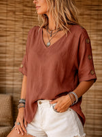 Women's Simple And Gentle Style Cotton Linen Top