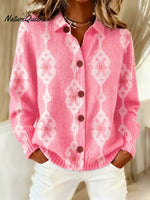 Women's Vintage Abstract Geometry Art Print Casual Sweater