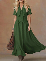 Comfortable Linen And Cotton Tie-waist Dress