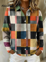 Women's Retro Geometry Collared Sweater