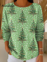 Women's Green Christmas Tree Casual Pullover Sweater
