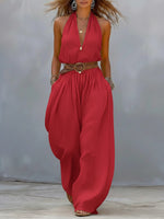 Casual Linen And Cotton Sleeveless Jumpsuit