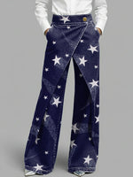 Women's Vintage Stars Patterns Print High-waisted Casual Loose-fitting Wide-leg Jeans