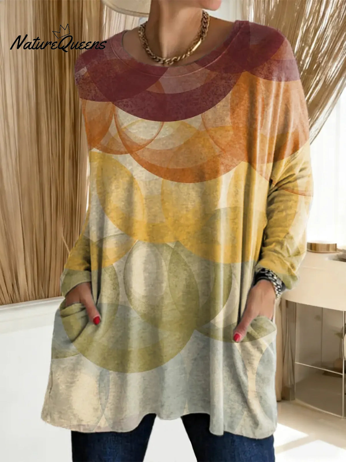 Women's Abstract Pattern Art Print Casual Cotton T-shirt