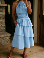 Casual Loose-fitting Trim Linen And Cotton Short-sleeved Dress
