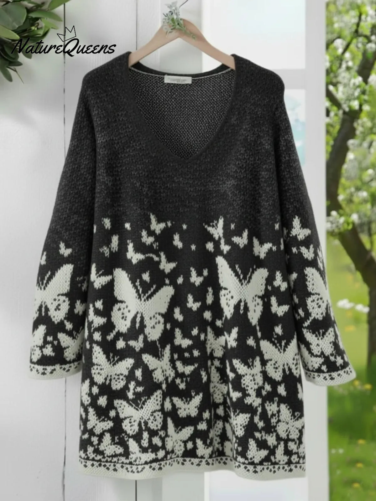 Butterfly Valley Art Print Cozy V-neck Sweater