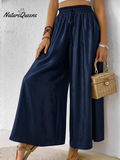 Women's Shiny Satin Wide-leg Pants