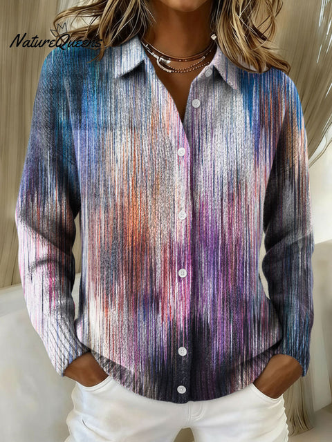 Women's Geometry Gradient Pattern Print Cowl Neck Sweater