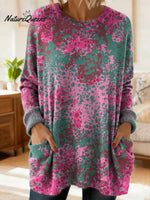 Women's Gradient Pattern Art Print Casual Cotton Knitted Sweater