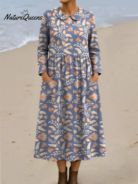Women's Floral Art Print Casual Cotton Dress
