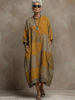Bohemian Vintage Paisley Print Linen And Cotton Dress