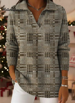 Women's Vintage Geometric Patterns Art Print Casual Sweater