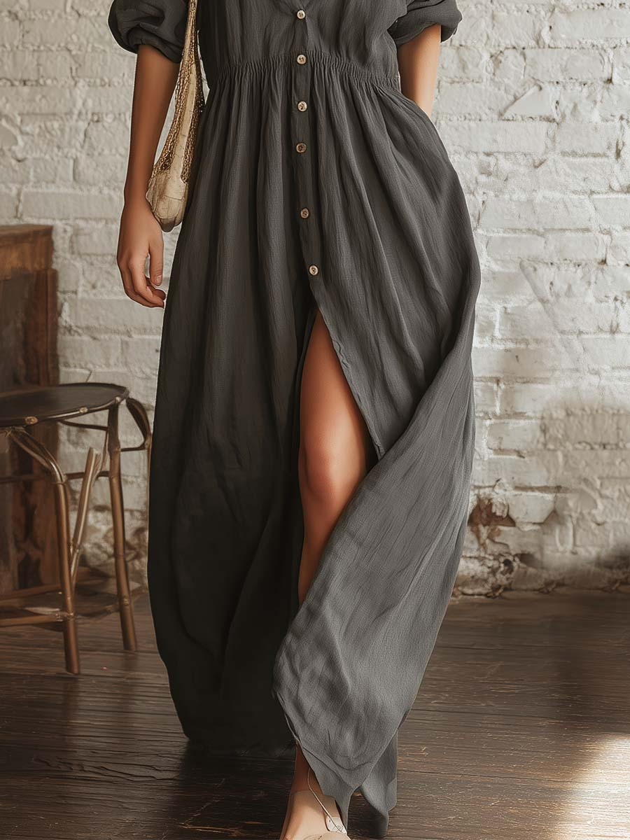 Casual Minimalist Elasticated Waist Dress