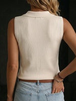Women's Knitted V-neck Sleeveless Top
