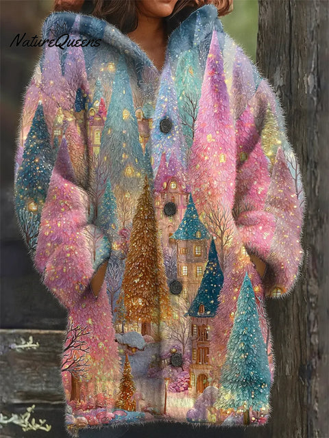 Dreamy Christmas Printed Knit Hoodie