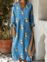 Women's Floral Art Print Casual Cotton Dress
