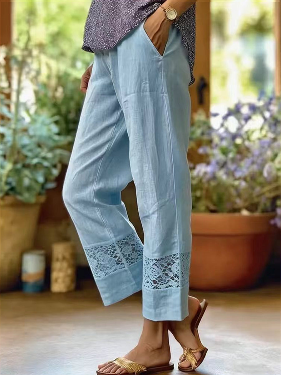 Women's Lace-paneled Cropped Pants
