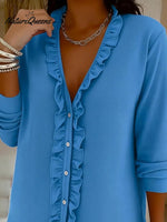 Retro Lace-trimmed V-neck Button-down Cardigan Top