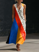 Women's Geometry Print Button-down V-neck Casual Dress