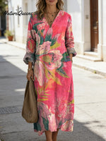 Women's Floral Art Print Casual Cotton Dress