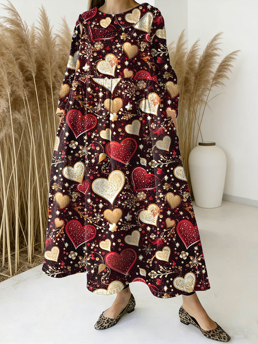 Women's Valentine's Day Love Art Print Casual Denim Dress