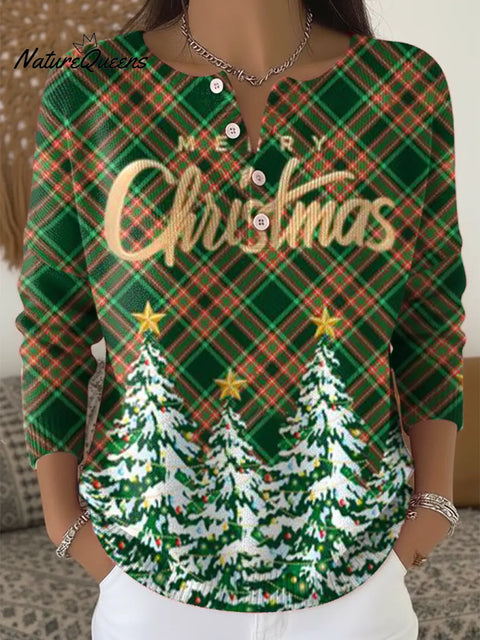 Merry Christmas  Art Print Buttoned Cardigan Sweater