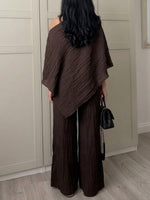 Women's Off-shoulder Batwing Sleeve Cotton-linen Set