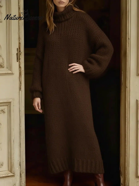 Women's High-neck Loose Long Sweater Dress