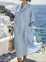 Women's Linen And Cotton Pocket Dress