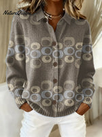 Women's Vintage Abstract Geometry Art Print Casual Sweater