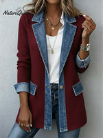 Knitted Patchwork Denim Casual Cotton Jacket