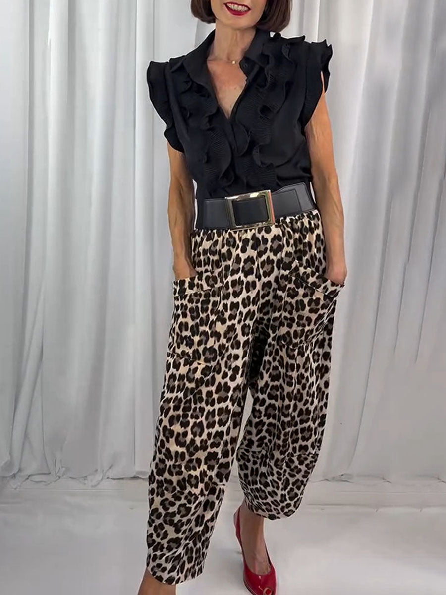 Women's Elegant Ruffled Sleeveless Blouse