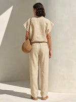 Women's Simple Cotton And Linen Set