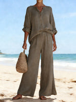 Casual And Cozy Minimalist Linen Two-piece Set